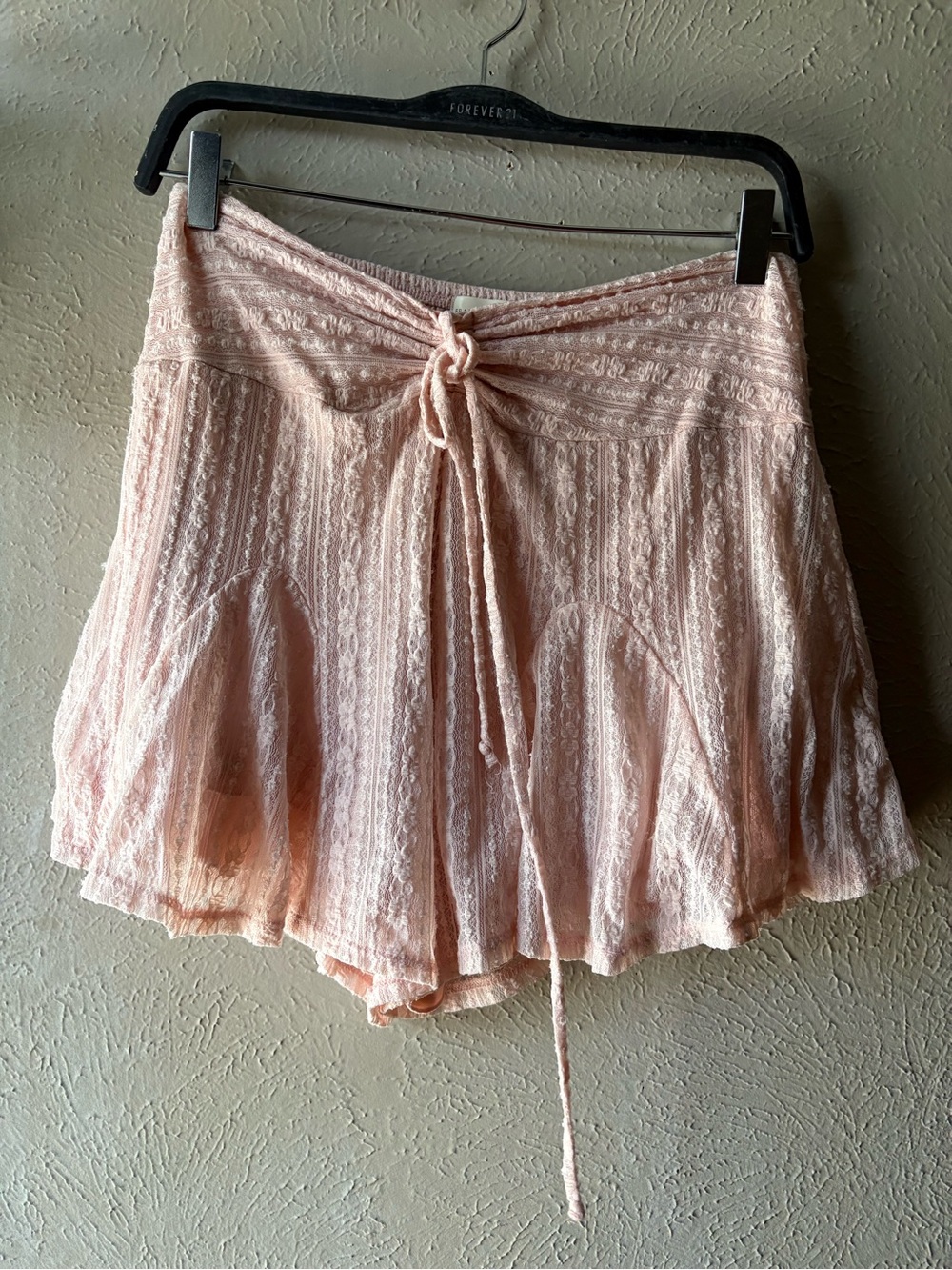 Forever 21 Blush Pink Lace Tie-Front Skort Shorts